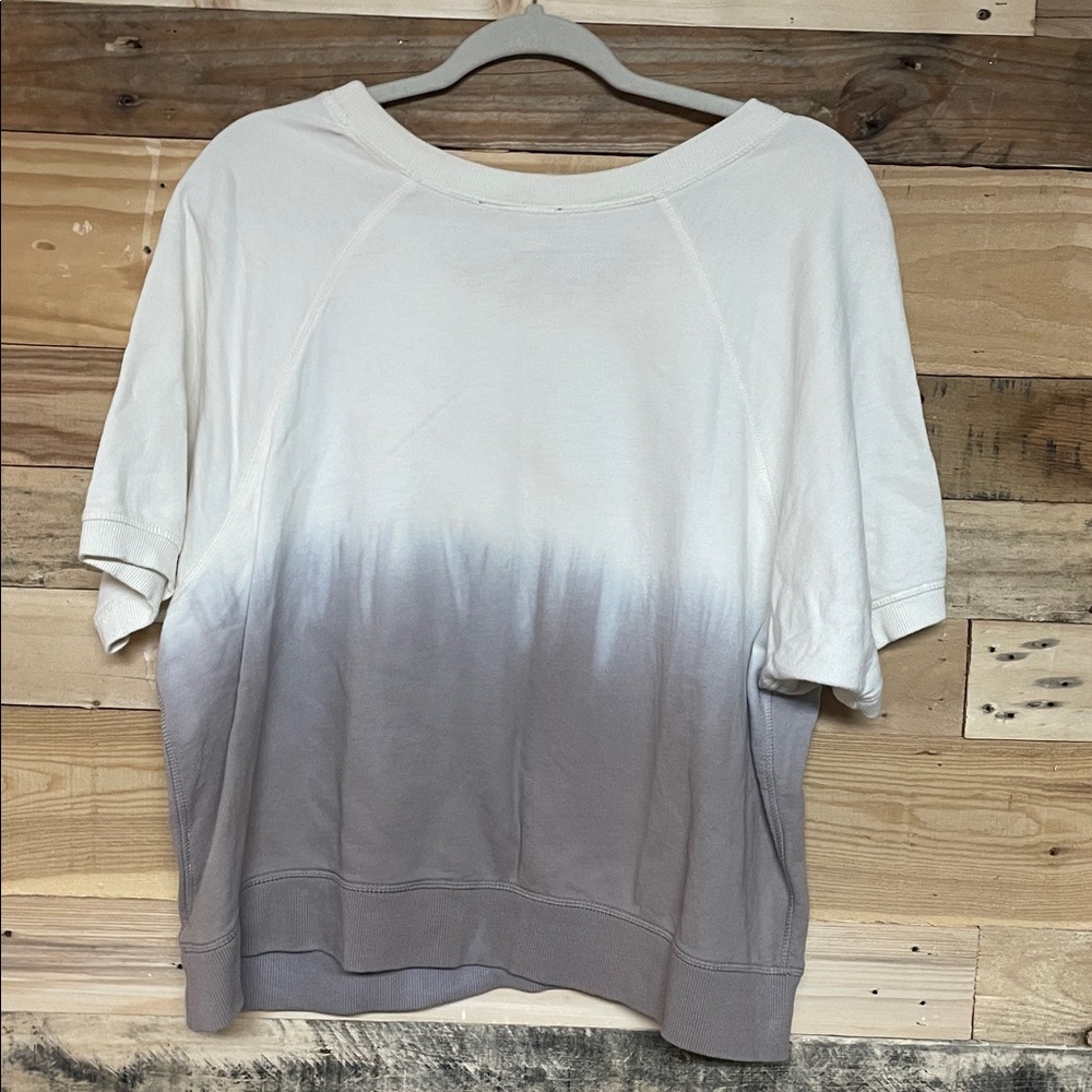 Mono B size Large Ombre White and Gray Short Sleeve Terrycloth Soft Sweatshirt - Picture 8 of 8